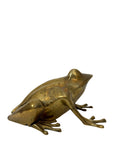 Vintage Brass Frog Figurine – Mid-Century Modern Toad Sculpture | Hollywood Regency Paperweight