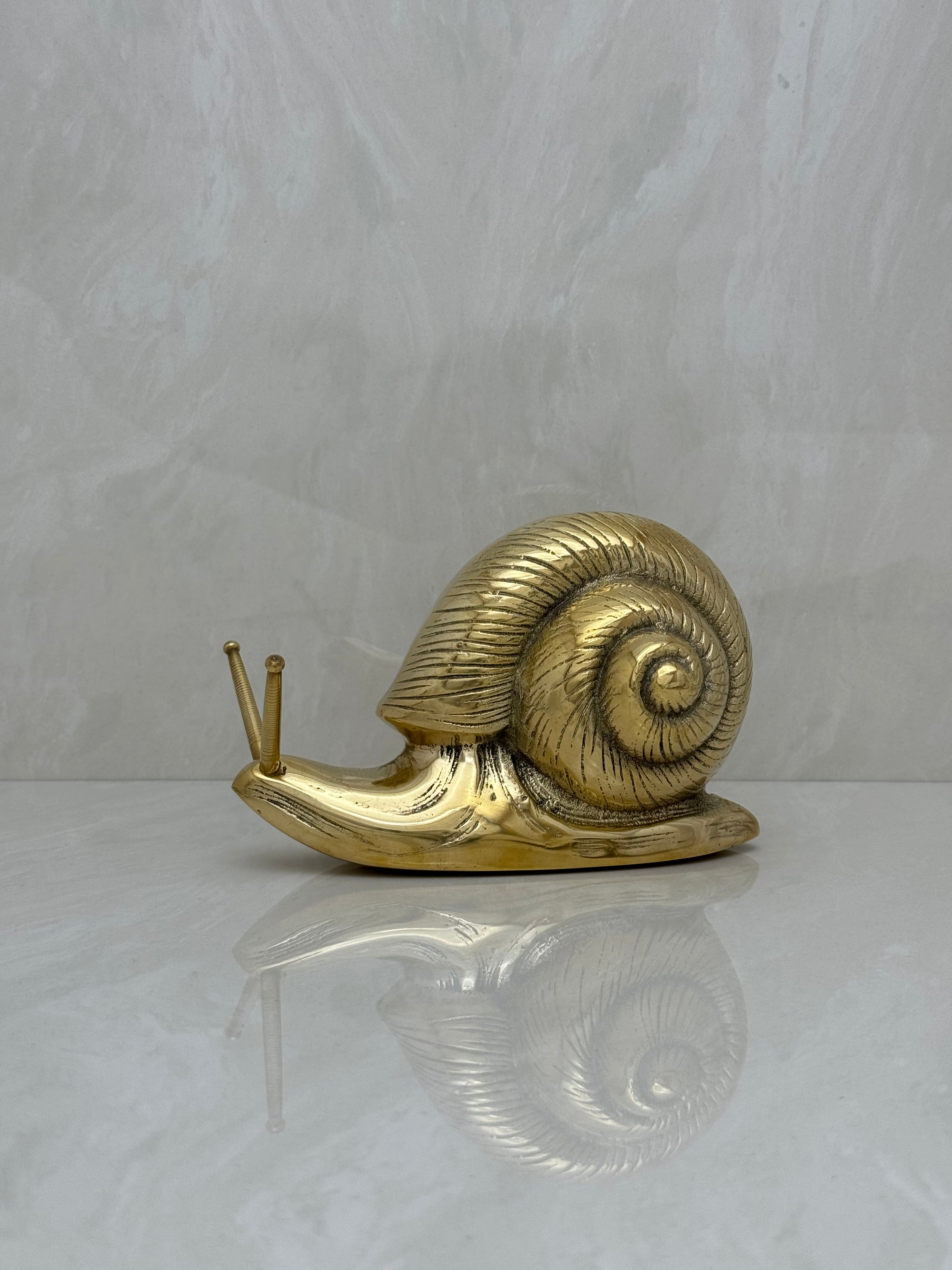 Vintage MCM Brass Snail