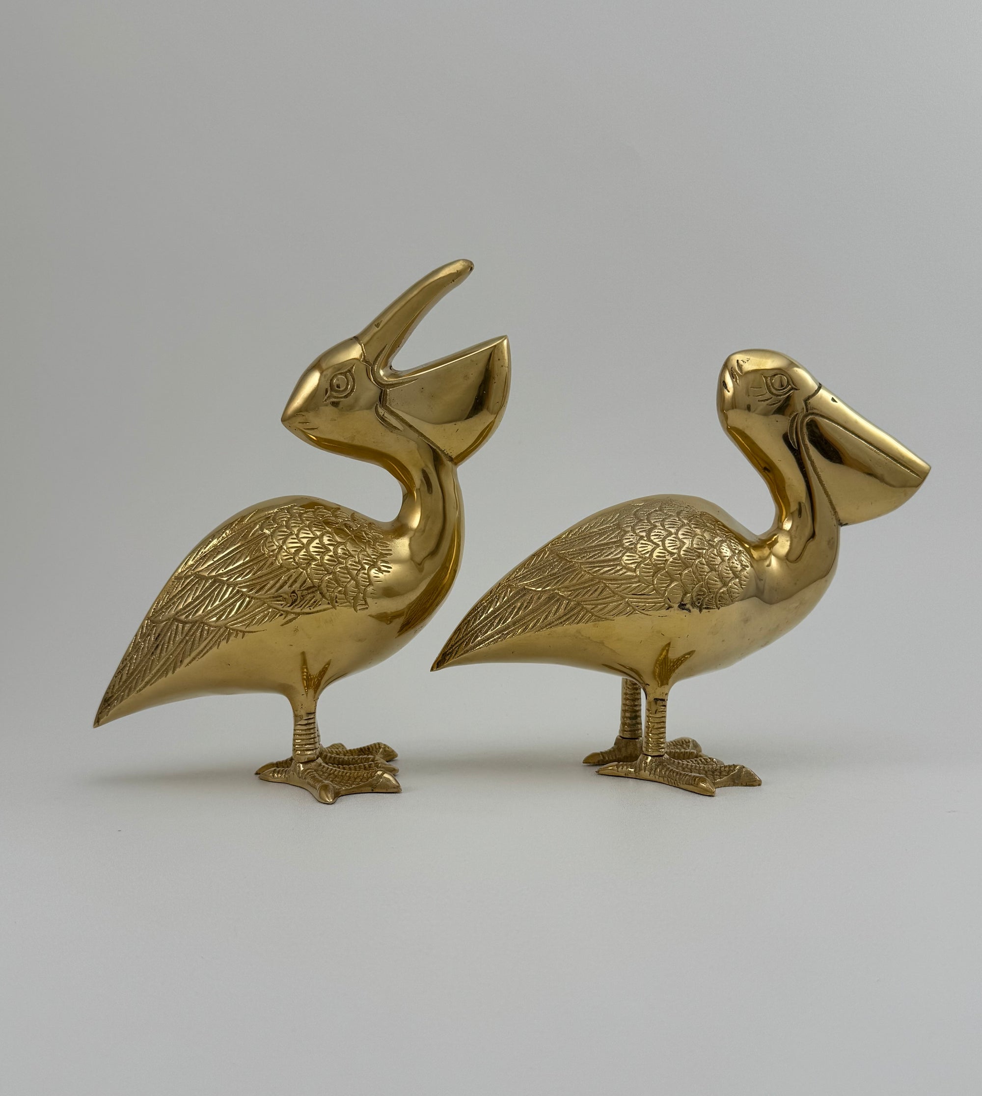 A Large Pair of Vintage Brass Pelicans-MCM