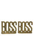 Vintage Brass “BOSS” Bookends | Mid-Century Modern Office Decor