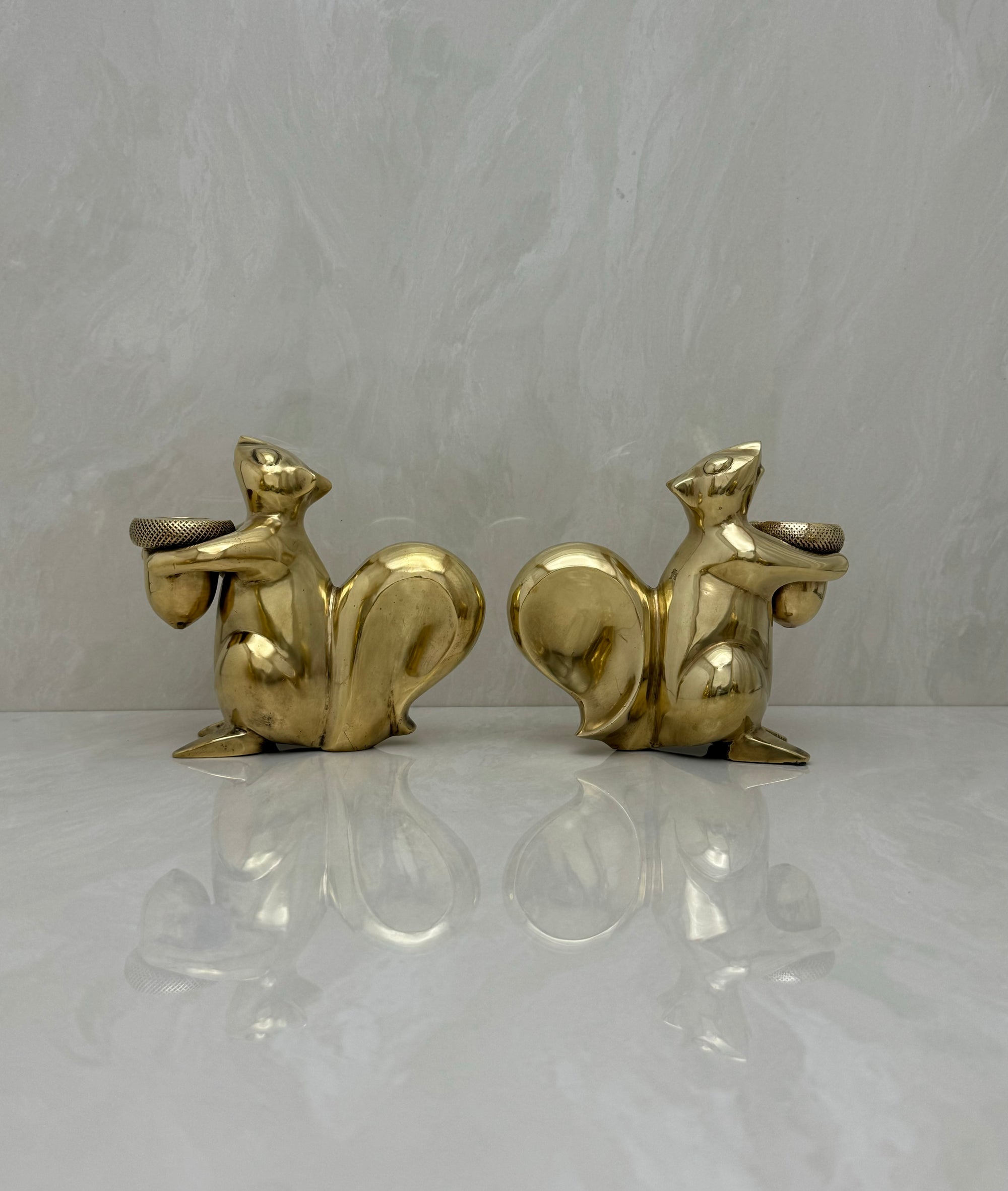 Bronze Squirrel Candleholders-A Pair