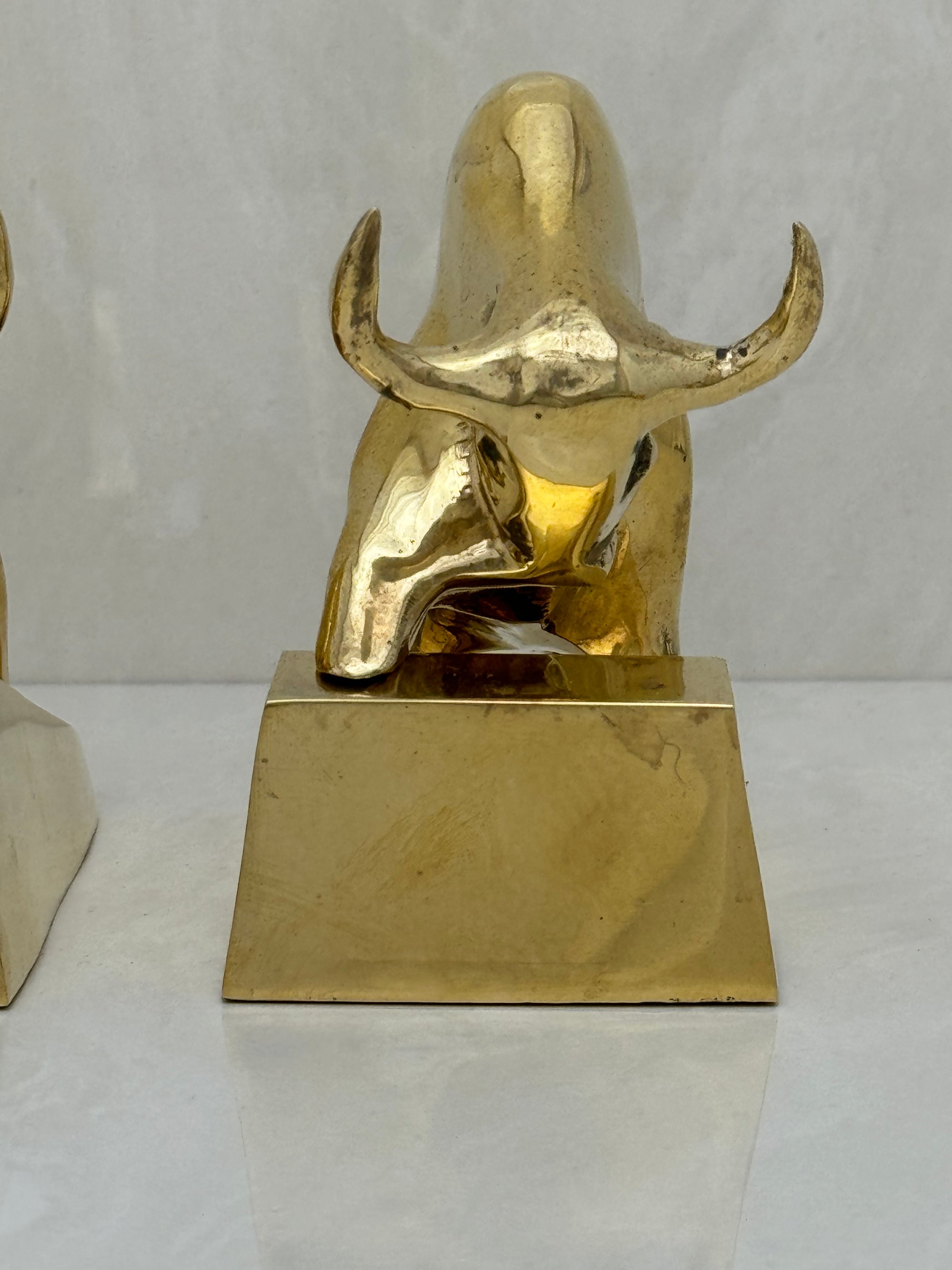 Vintage Brass Charging Bulls-A Pair