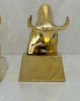 Vintage Brass Charging Bulls-A Pair