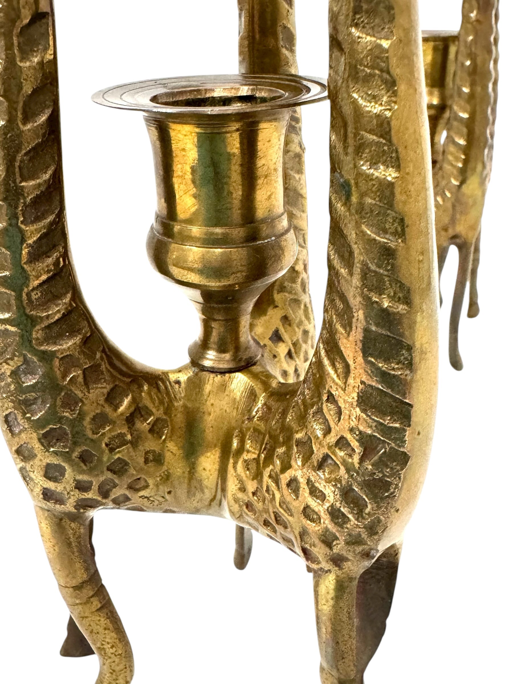 Vintage Brass Giraffe Candle Holders | Mid-Century Modern Safari Glam Pair