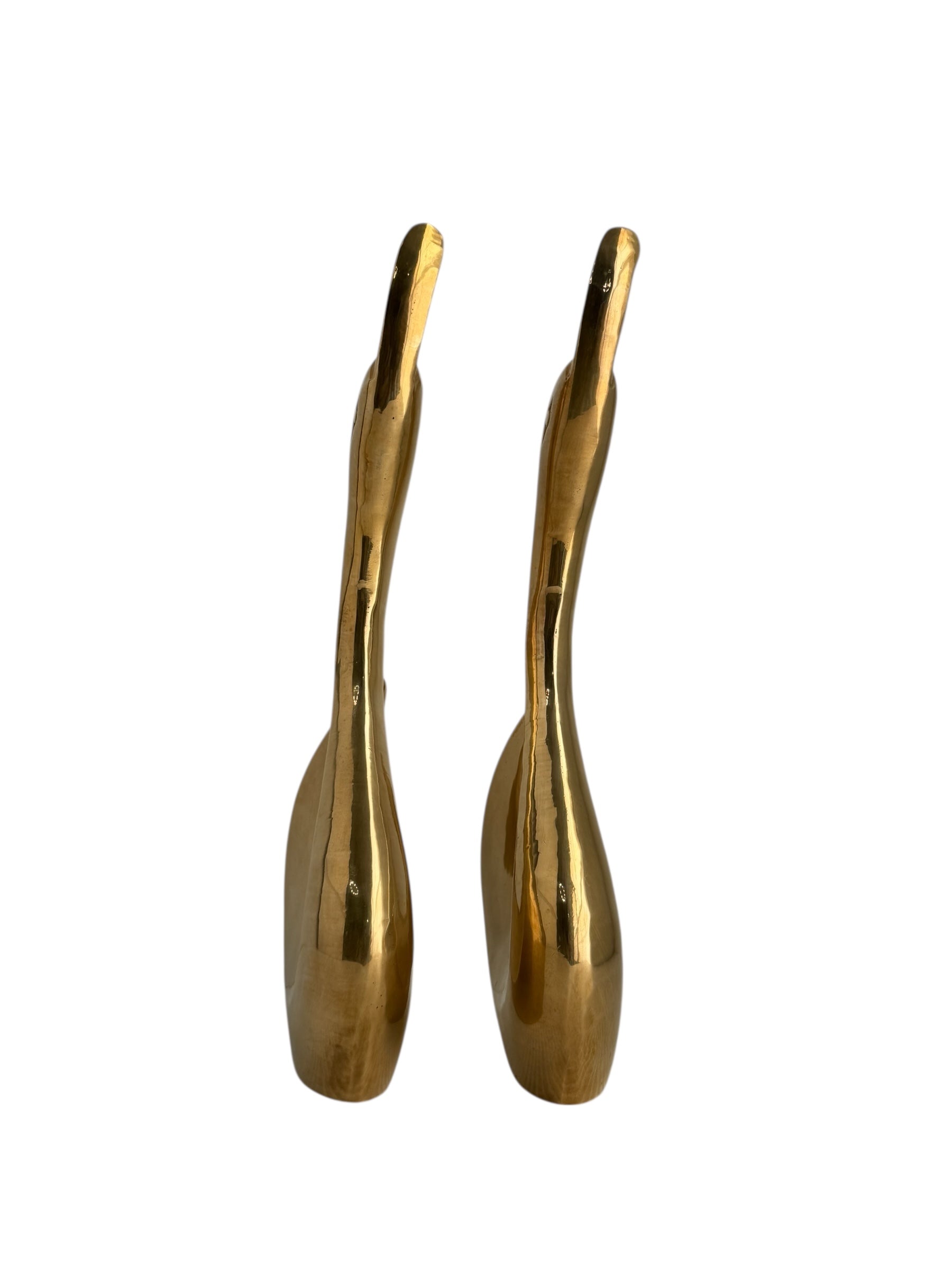 Vintage Modernist Brass Swan Pair – Sculptural Mid-Century Elegance
