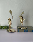 Vintage Brass Tennis Playing Frogs-A Pair