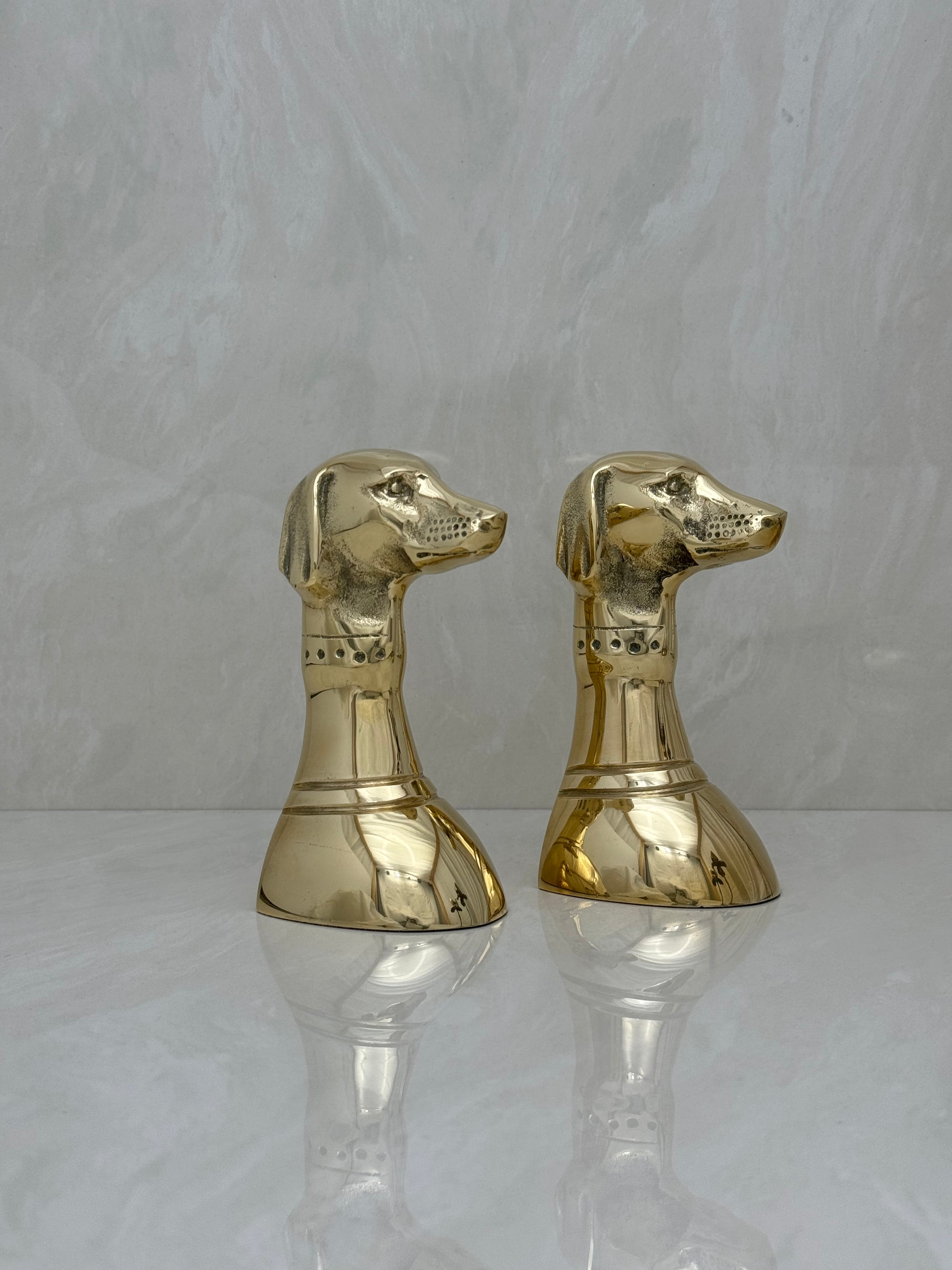 Vintage Brass Dog Bookends- A Pair