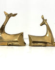 1984 Enesco Brass Deer Sculptures — Abstract Mid-Century Modern Pair, Made in Korea