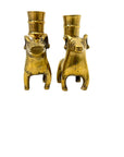 Vintage Brass Ram Candle Holders | Mid-Century Handcrafted Pair