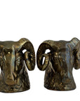 Vintage Brass Ram Head Bookends