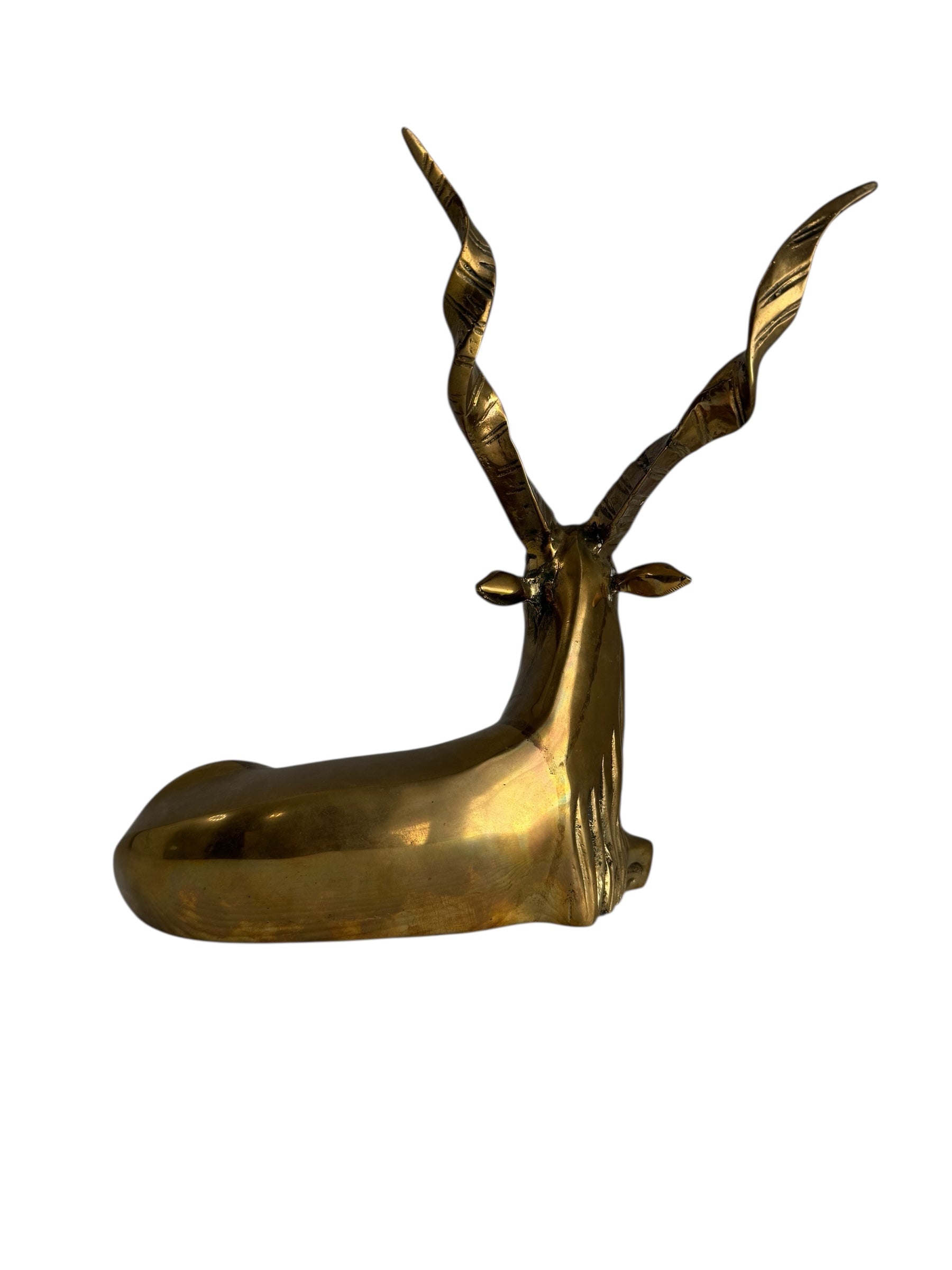 Vintage Brass Antelope with Spiral Horns