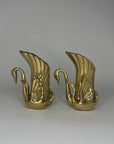 Vintage Brass Swan Vase / Cachepots (6.5”)