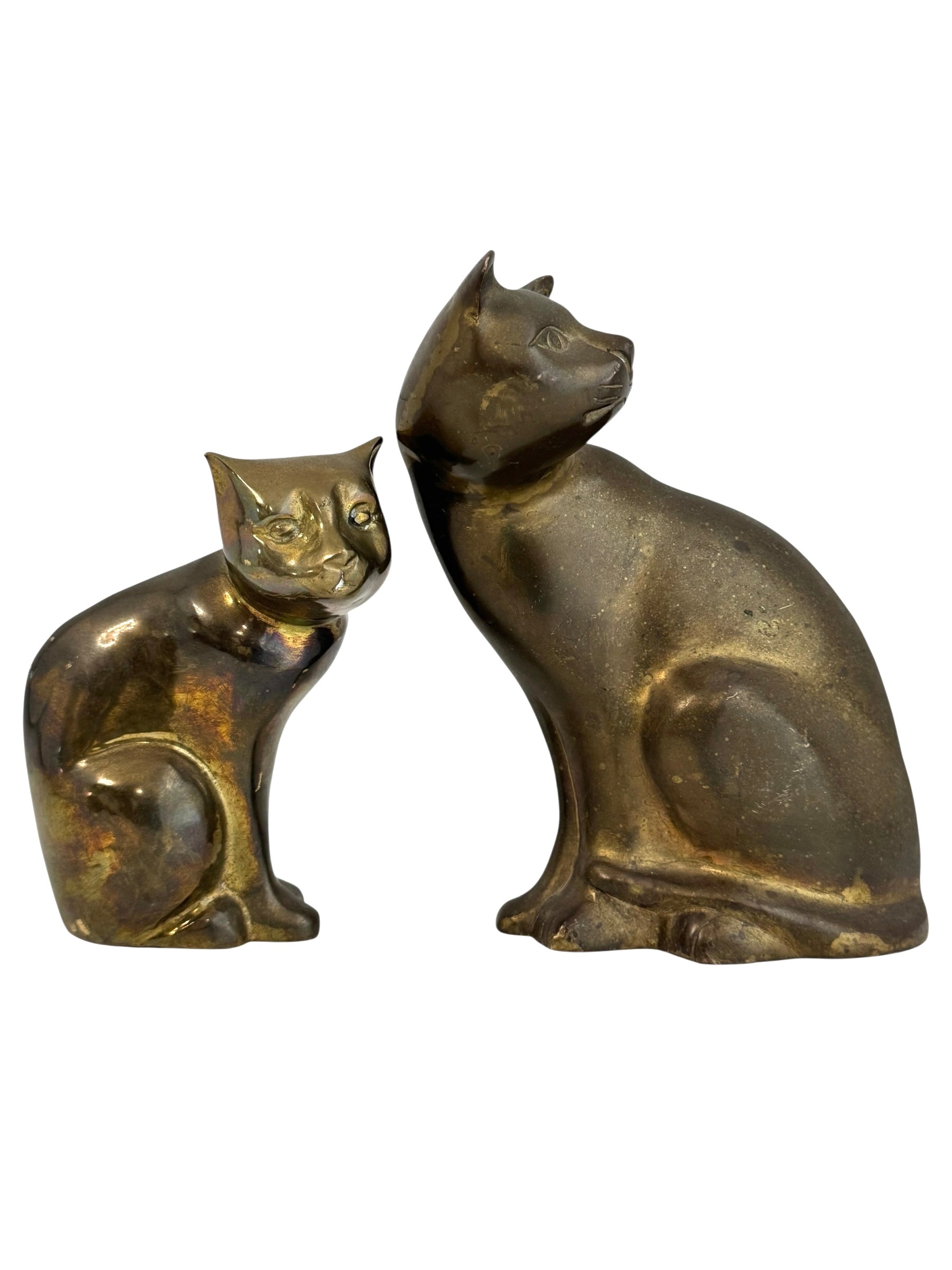 Vintage Brass Cat Pair
