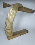 Large Vintage Brass Bird in Flight Sculpture | Modernist Crane Heron Egret Coastal Brass Art