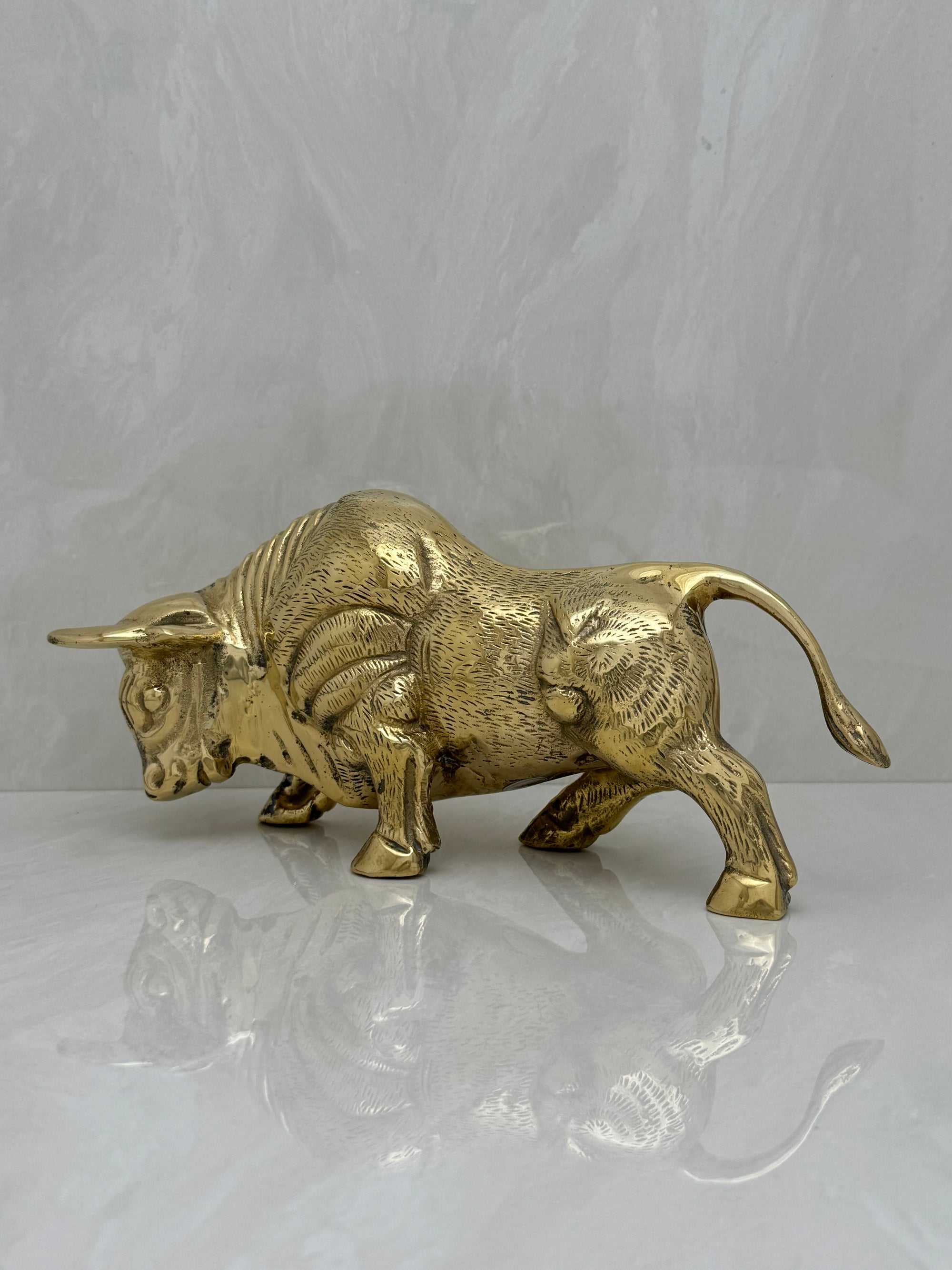 Vintage Brass Charging Bull