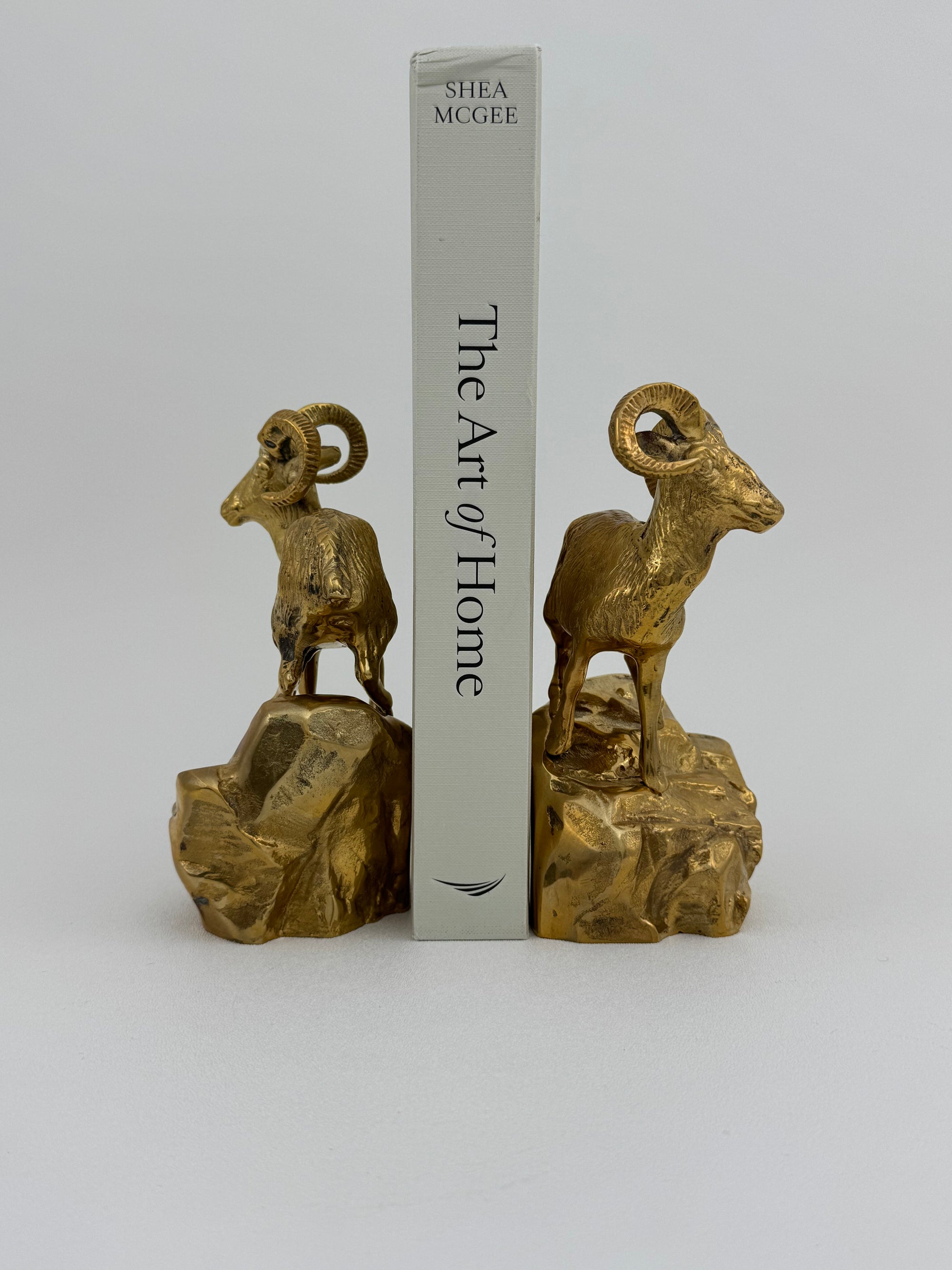 Vintage Brass Mountain Rams-A Pair