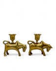 Vintage Brass Bull Candleholders