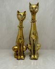 Large Vintage Brass Cats With Bow Tie-A Pair