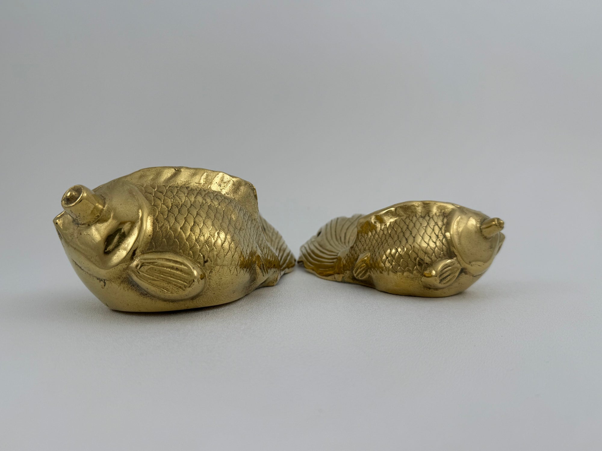 Large Vintage Fancy Tail Large Eyed Brass Fish- A Pair