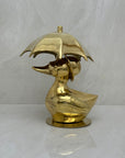 Vintage Brass Duck Under Umbrella