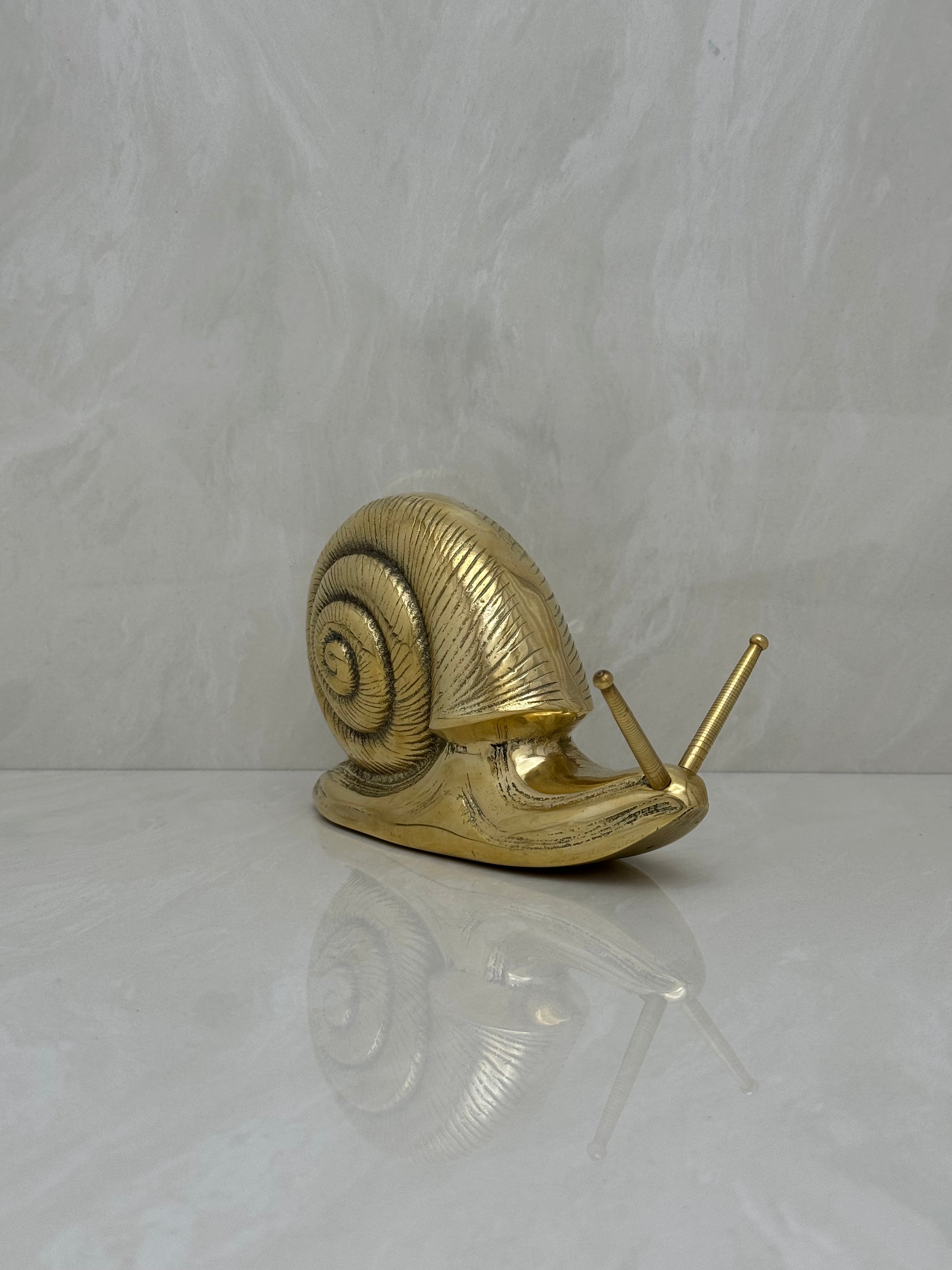 Vintage MCM Brass Snail