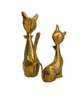 Mid-Century Modern Brass Cat Figurine Pair with Bow Ties – Vintage Whimsical Feline Décor