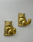 Vintage Brass Cat Wall Hook-A Pair