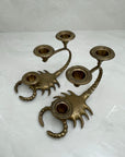 Naturally Aged Vintage Brass Scorpion Candelabras-A Pair