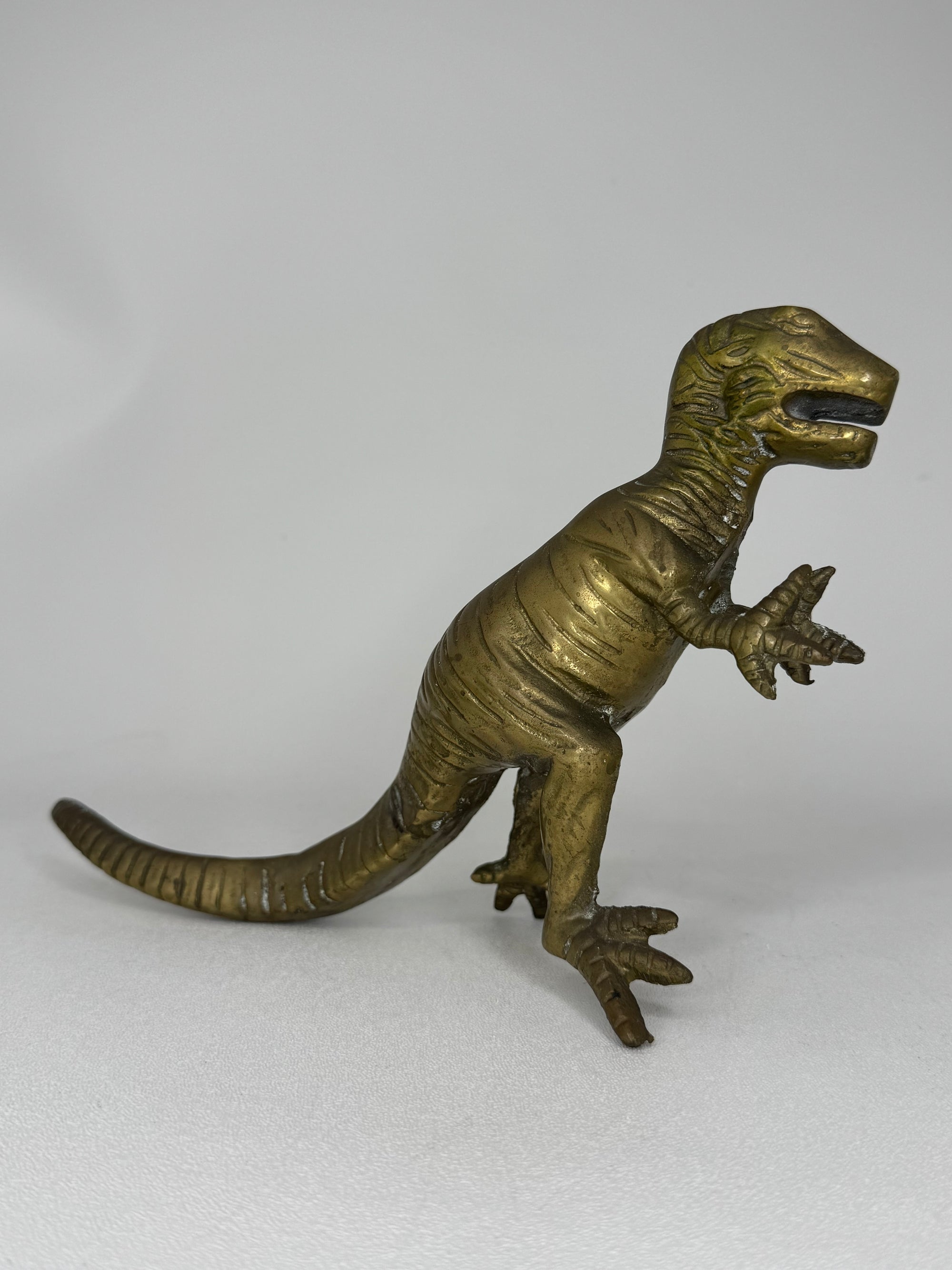 Vintage Brass Dinosaur Figurine / T-Rex Style Sculpture