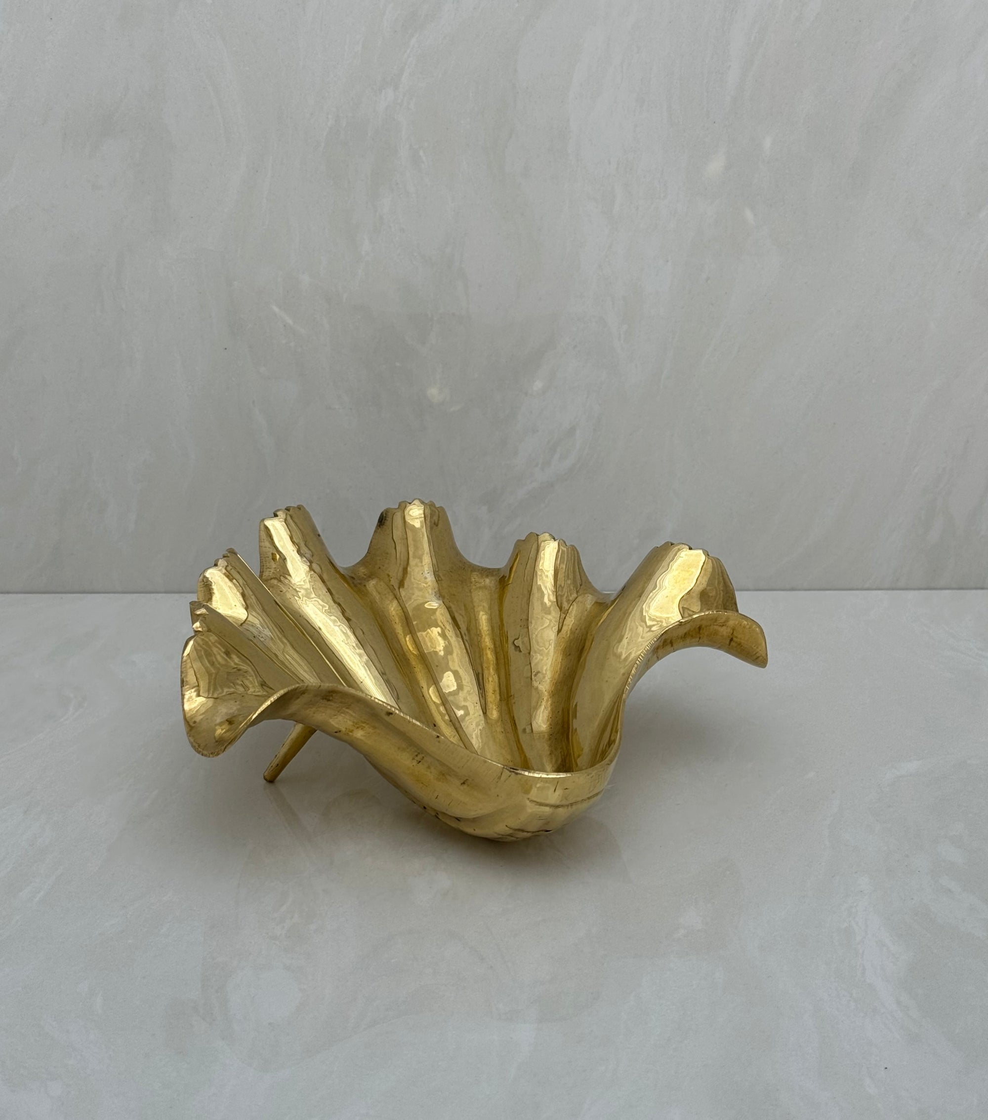 Vintage Brass Seashell Trinket Dish