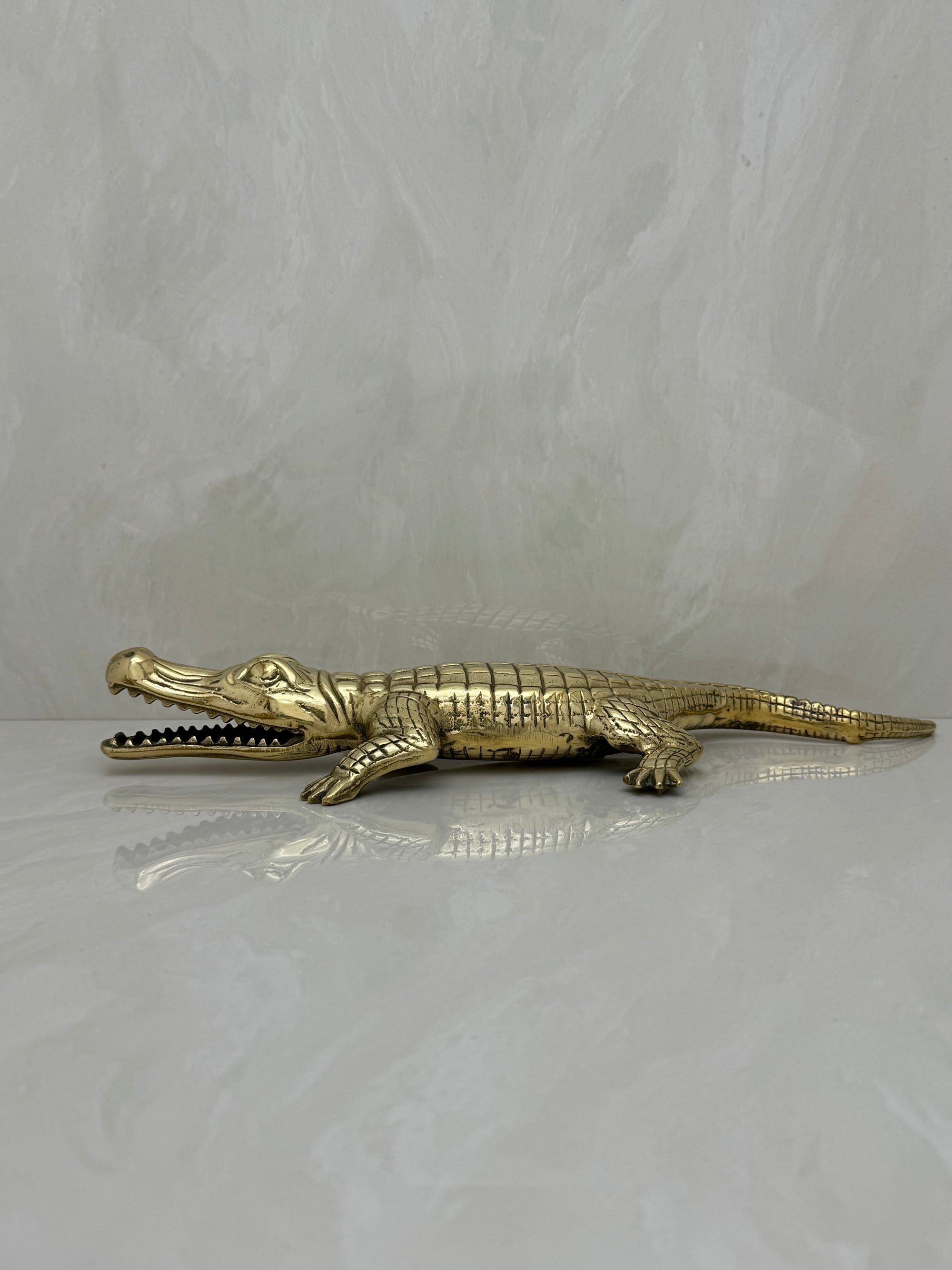 Large Vintage Brass Alligator