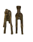 Vintage Mid-Century Brass Greyhound Dogs – Playful Pair of Sculptures