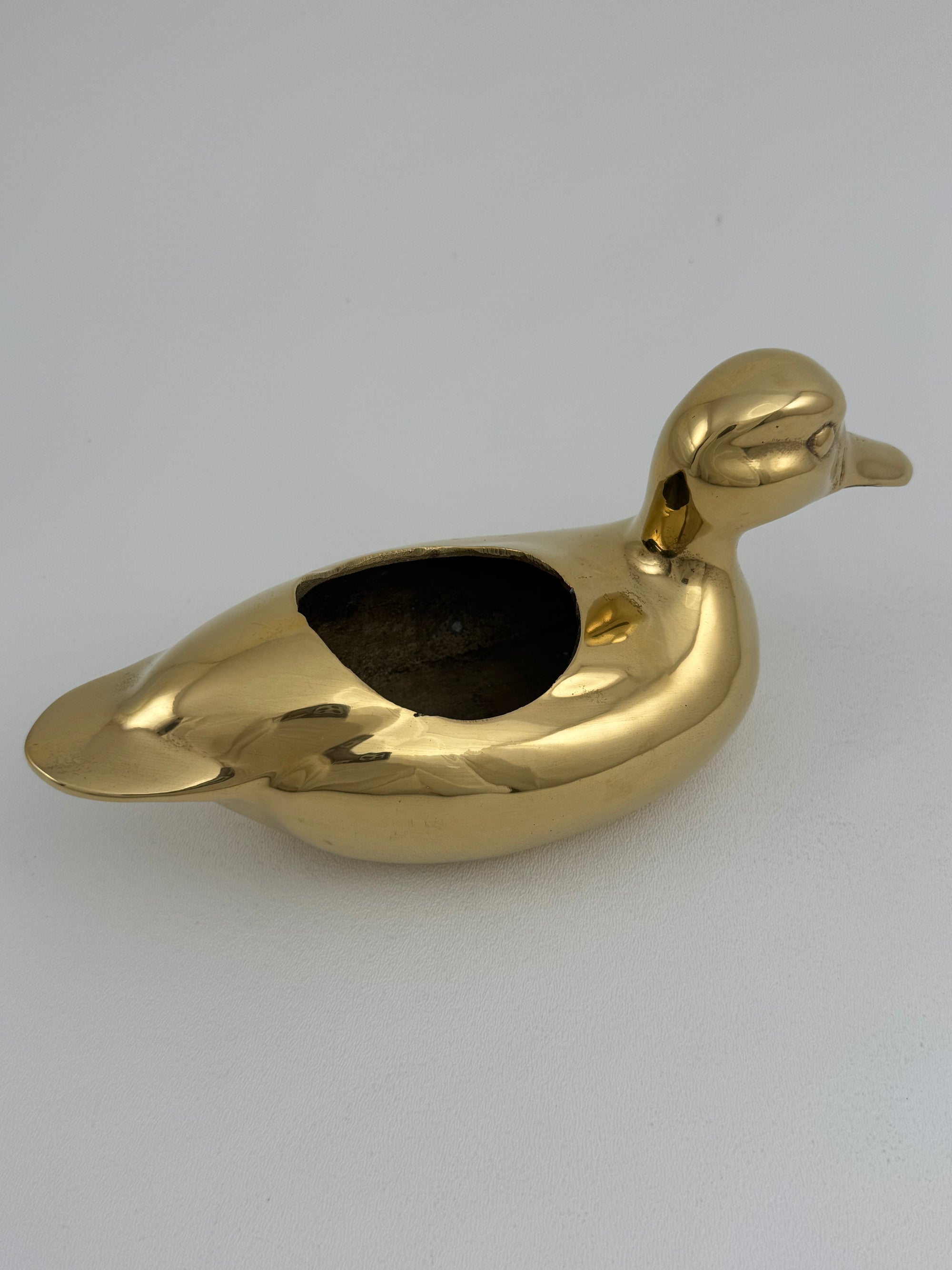 Vintage Brass Duck Stash Pot