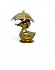 Vintage Brass Duck Under Umbrella