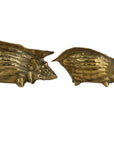 Pair of Vintage Brass Conch Shell Planters