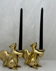 Vintage Bronze Squirrel Candleholders-A Pair