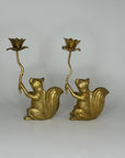 Brass/Bronze Squirrel Candleholders-A Pair