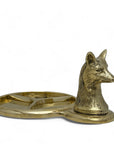 Vintage Brass Fox Head Dresser Tray