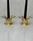 Vintage Brass Crown Candleholders-A Pair