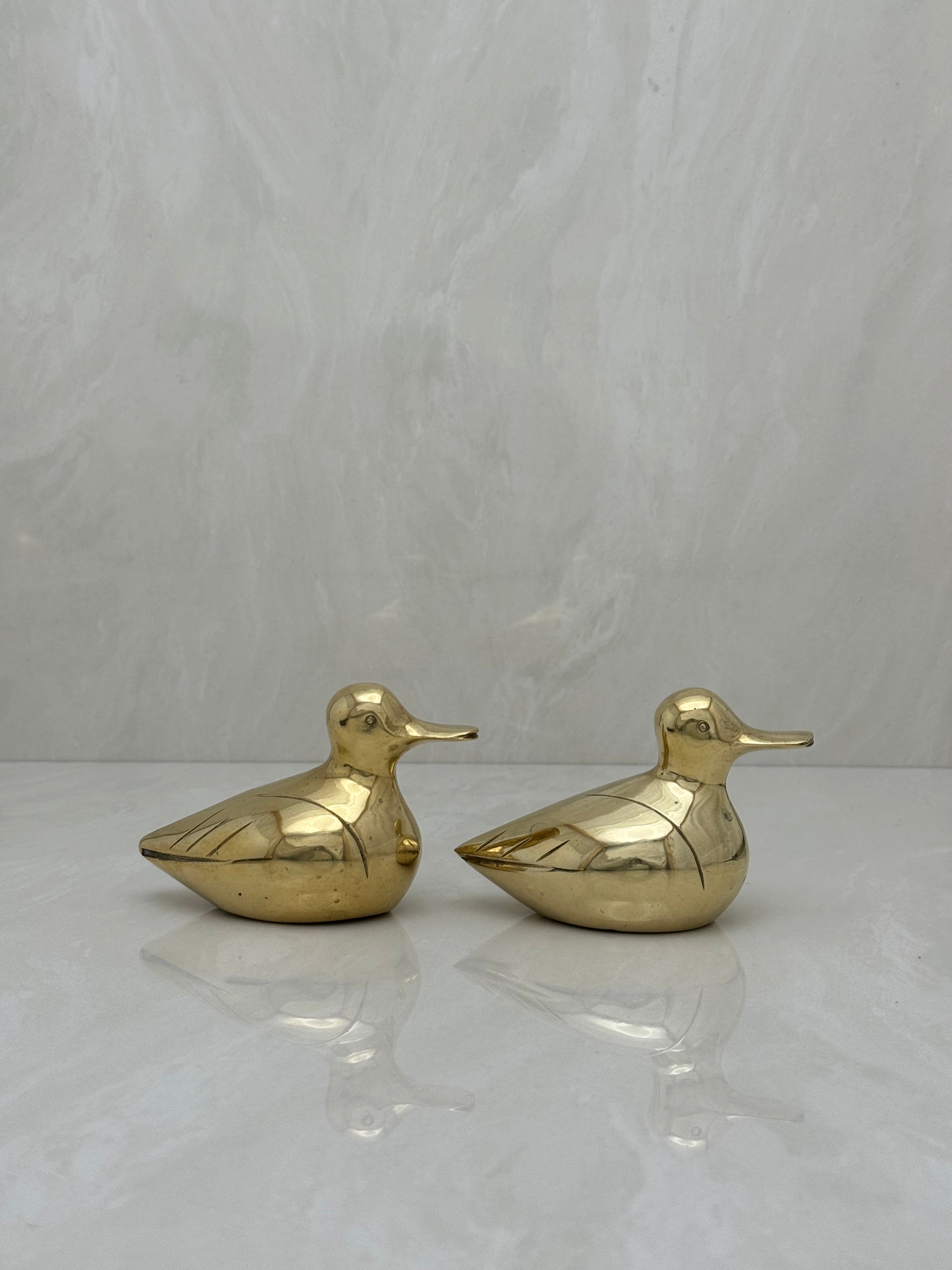 Small Vintage Brass Ducks-A Pair