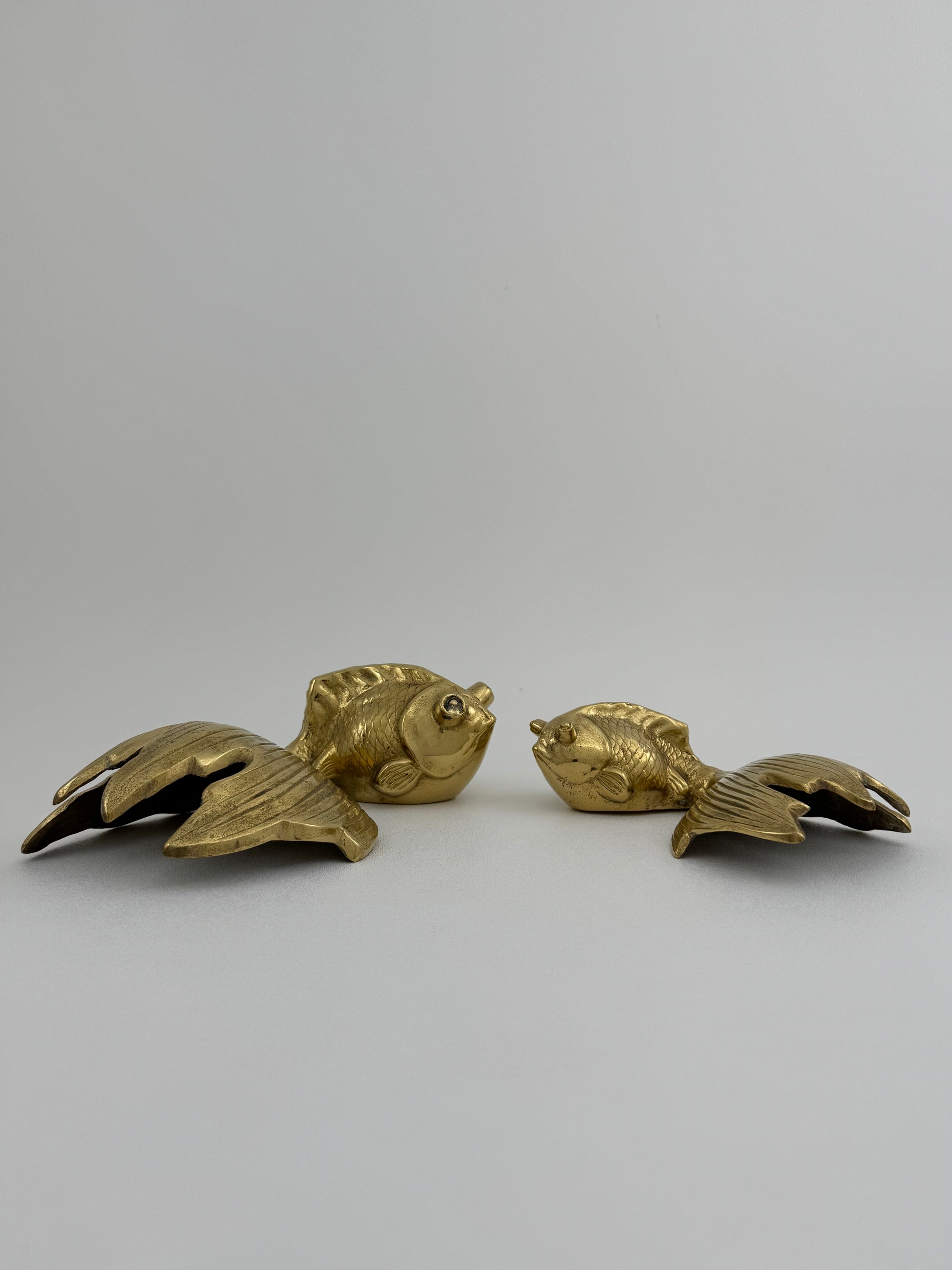 Large Vintage Fancy Tail Large Eyed Brass Fish- A Pair