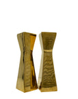Vintage Polished Brass Geometric Candle Holders | Mid-Century Modern |Art Deco Revival Sculptural Pair