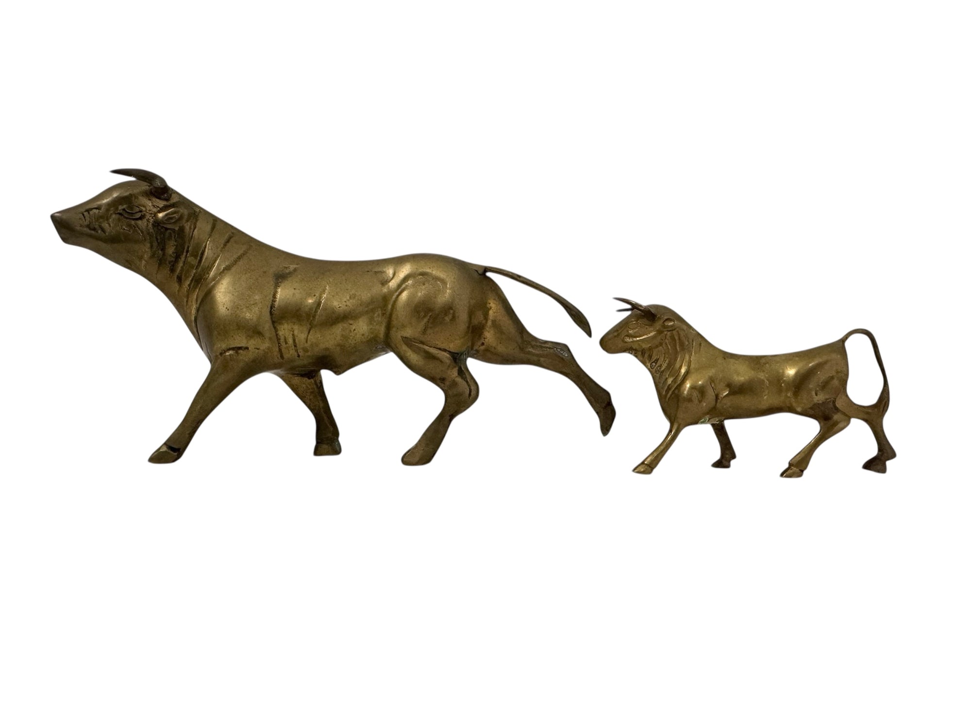 Vintage Brass Bull Figurines – Pair of Mid-Century Modern Bulls