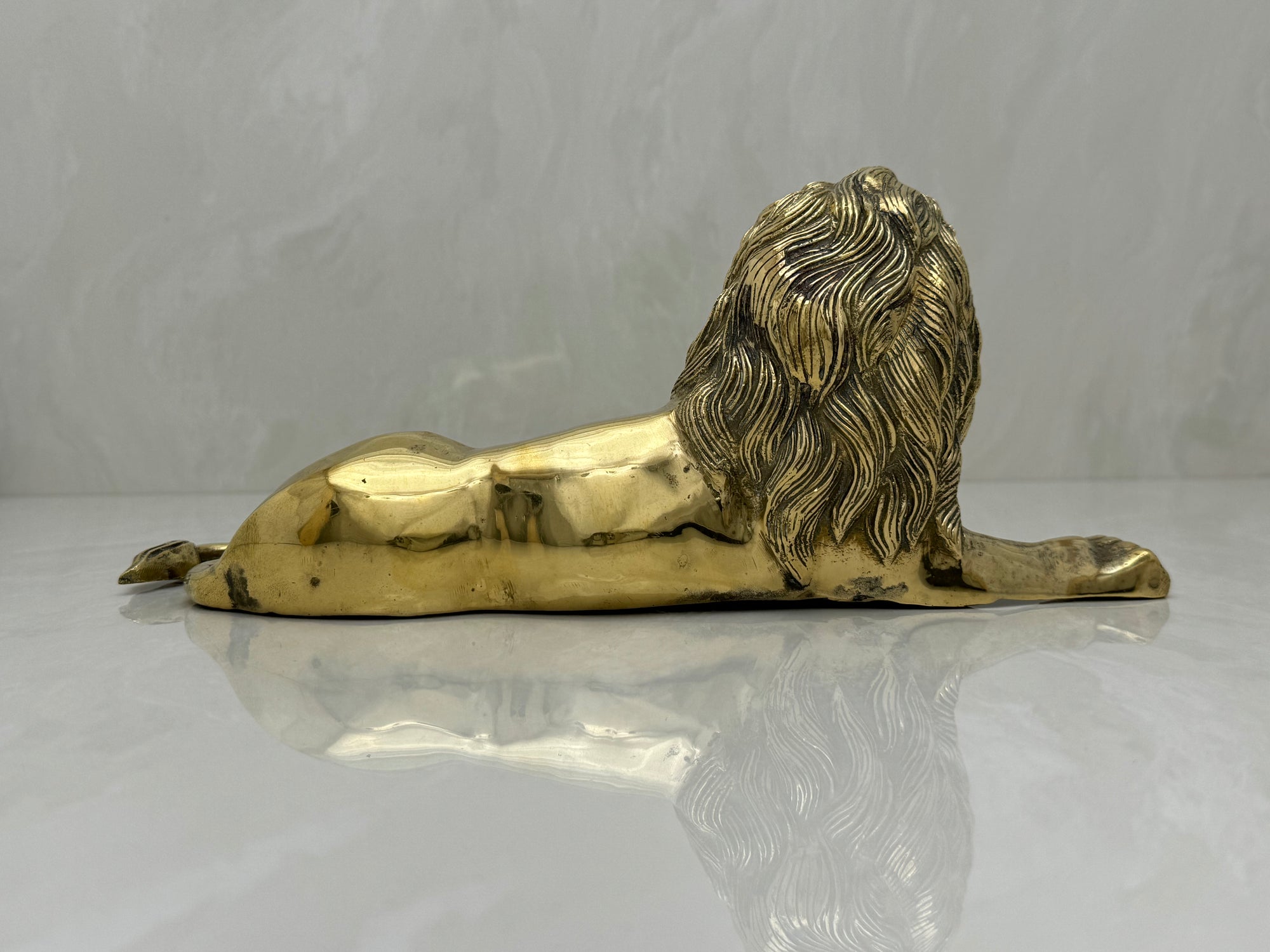 Highly Detailed Vintage Brass Lion