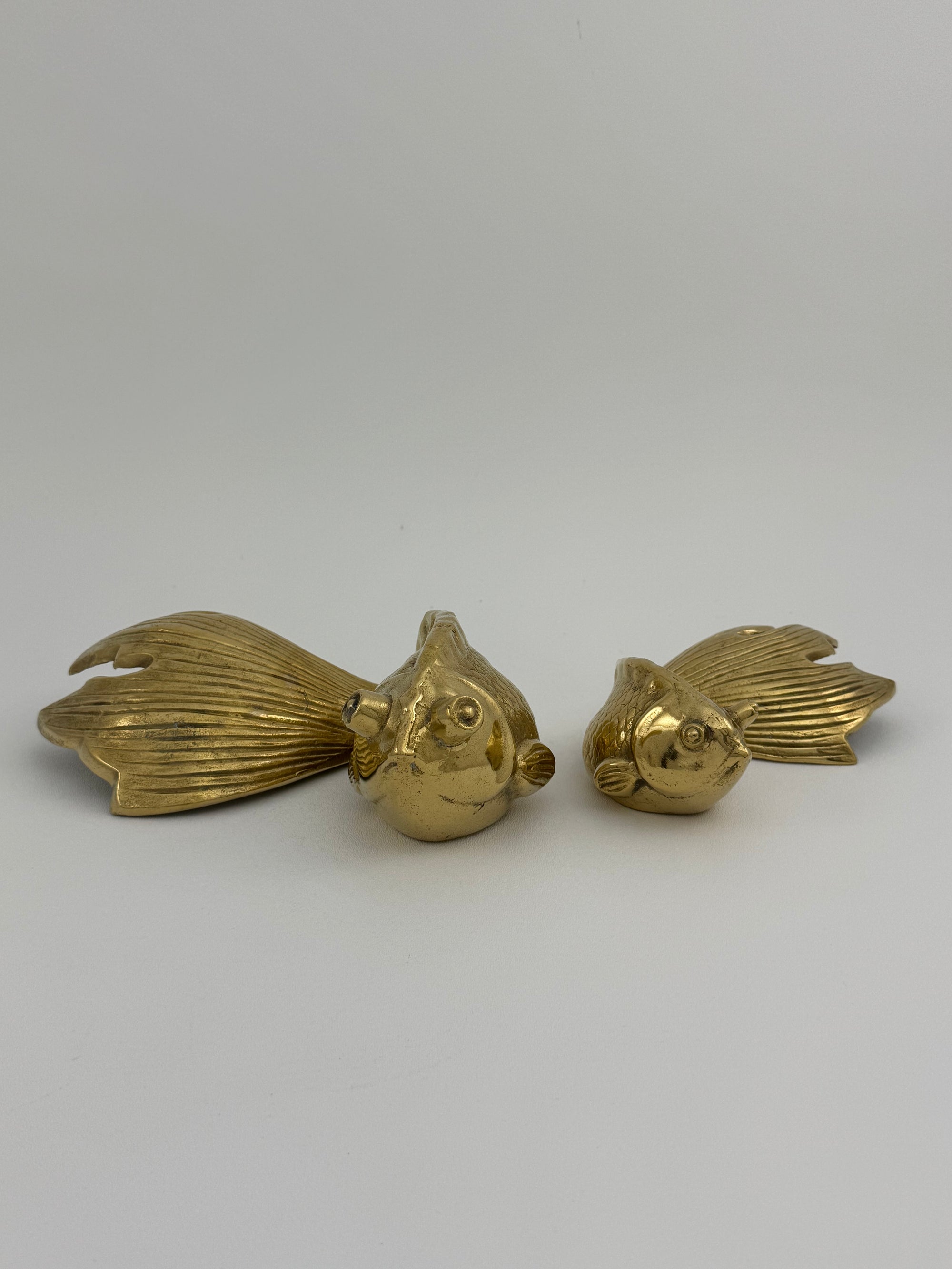 Large Vintage Fancy Tail Large Eyed Brass Fish- A Pair
