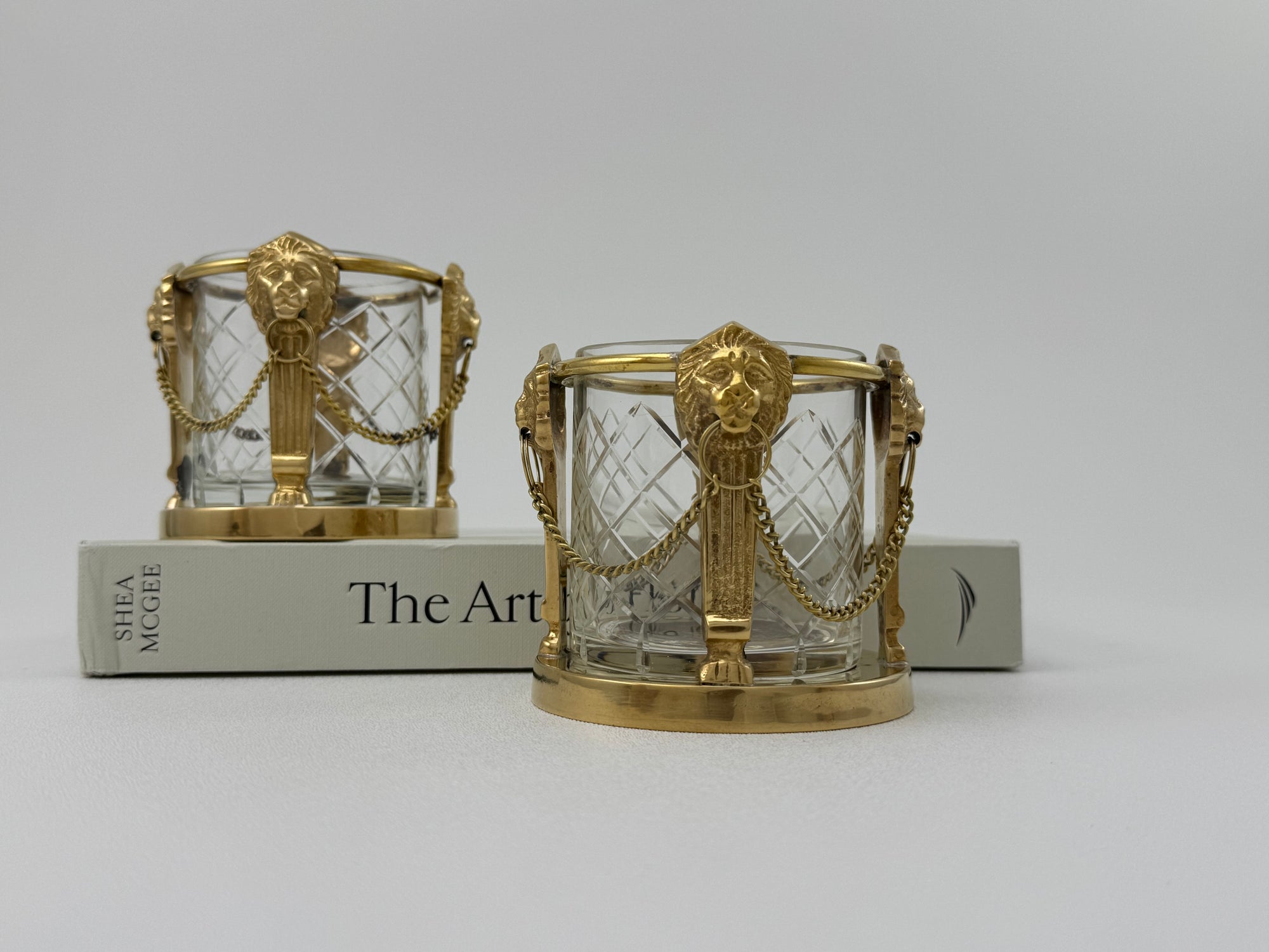 Pair of Vintage Andrea by Sadek Brass &amp; Crystal Candle Holders