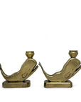 Vintage Brass Whale Candleholders