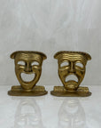 Vintage Brass Drama Masks Bookends- A Pair