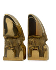 Mid-Century Modern Brass Gazelle Sculptures – Abstract Antelope Bookends