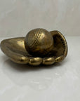 Vintage Brass Baseball Glove and Ball-A Two Piece Set